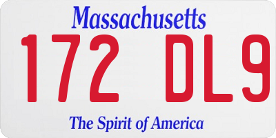 MA license plate 172DL9