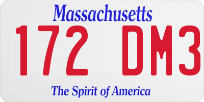 MA license plate 172DM3