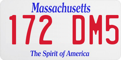 MA license plate 172DM5