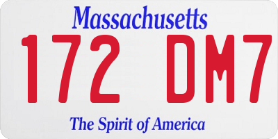 MA license plate 172DM7