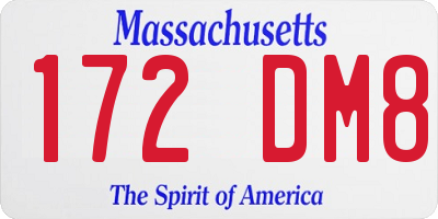 MA license plate 172DM8