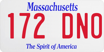 MA license plate 172DN0