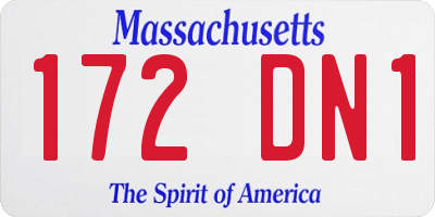 MA license plate 172DN1