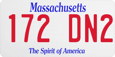 MA license plate 172DN2