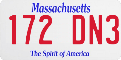 MA license plate 172DN3
