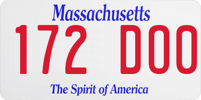 MA license plate 172DO0