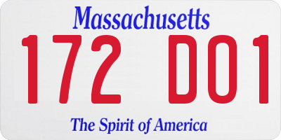 MA license plate 172DO1