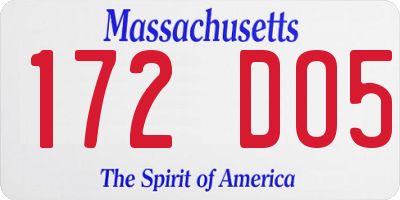 MA license plate 172DO5
