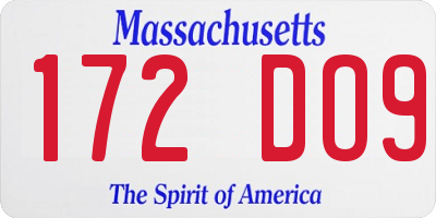 MA license plate 172DO9