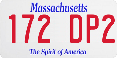 MA license plate 172DP2