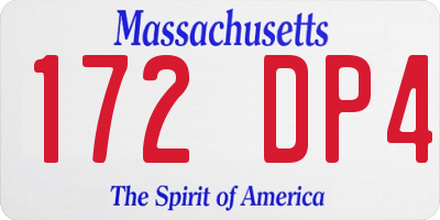 MA license plate 172DP4