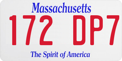MA license plate 172DP7