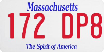 MA license plate 172DP8