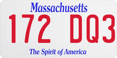 MA license plate 172DQ3