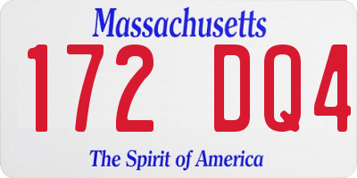 MA license plate 172DQ4