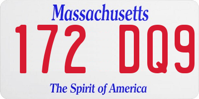 MA license plate 172DQ9