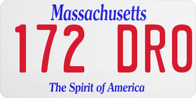 MA license plate 172DR0