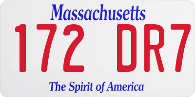 MA license plate 172DR7