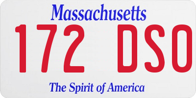 MA license plate 172DS0