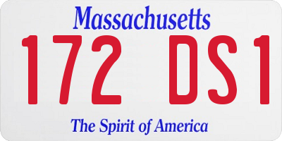 MA license plate 172DS1