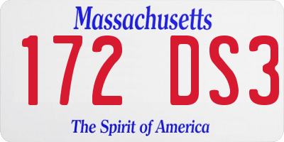 MA license plate 172DS3