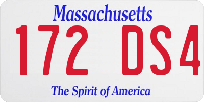 MA license plate 172DS4