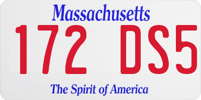 MA license plate 172DS5