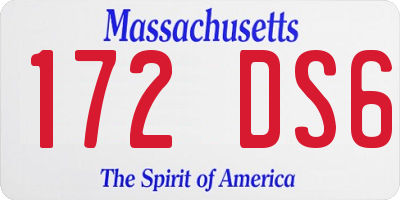MA license plate 172DS6