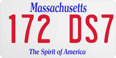 MA license plate 172DS7