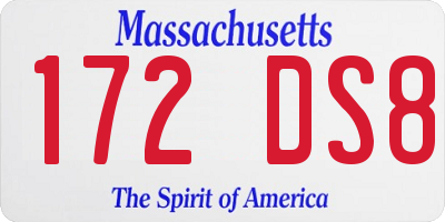 MA license plate 172DS8