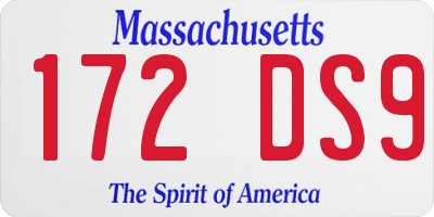 MA license plate 172DS9