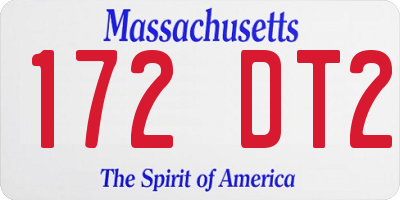 MA license plate 172DT2