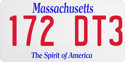 MA license plate 172DT3