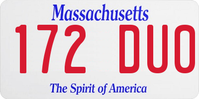 MA license plate 172DU0