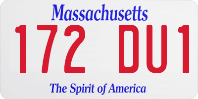 MA license plate 172DU1
