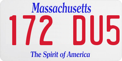 MA license plate 172DU5