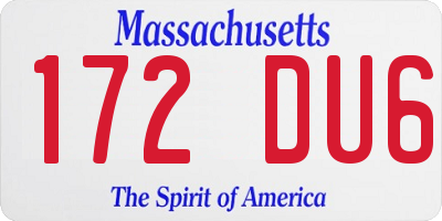 MA license plate 172DU6