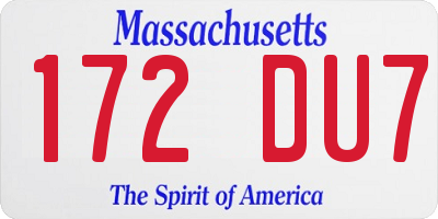 MA license plate 172DU7