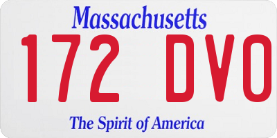 MA license plate 172DV0