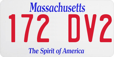 MA license plate 172DV2