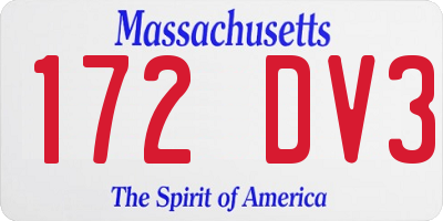 MA license plate 172DV3