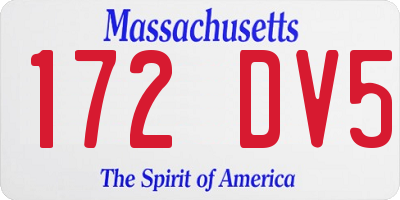 MA license plate 172DV5