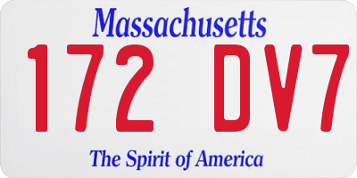 MA license plate 172DV7
