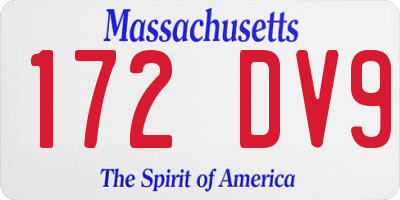 MA license plate 172DV9