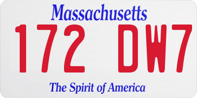 MA license plate 172DW7