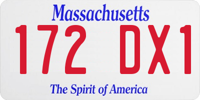 MA license plate 172DX1