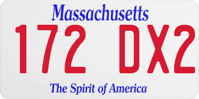 MA license plate 172DX2