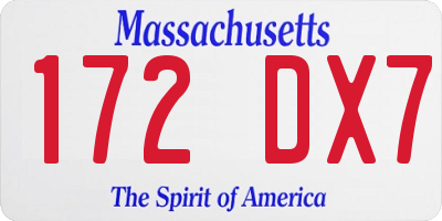 MA license plate 172DX7