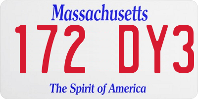 MA license plate 172DY3