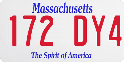 MA license plate 172DY4